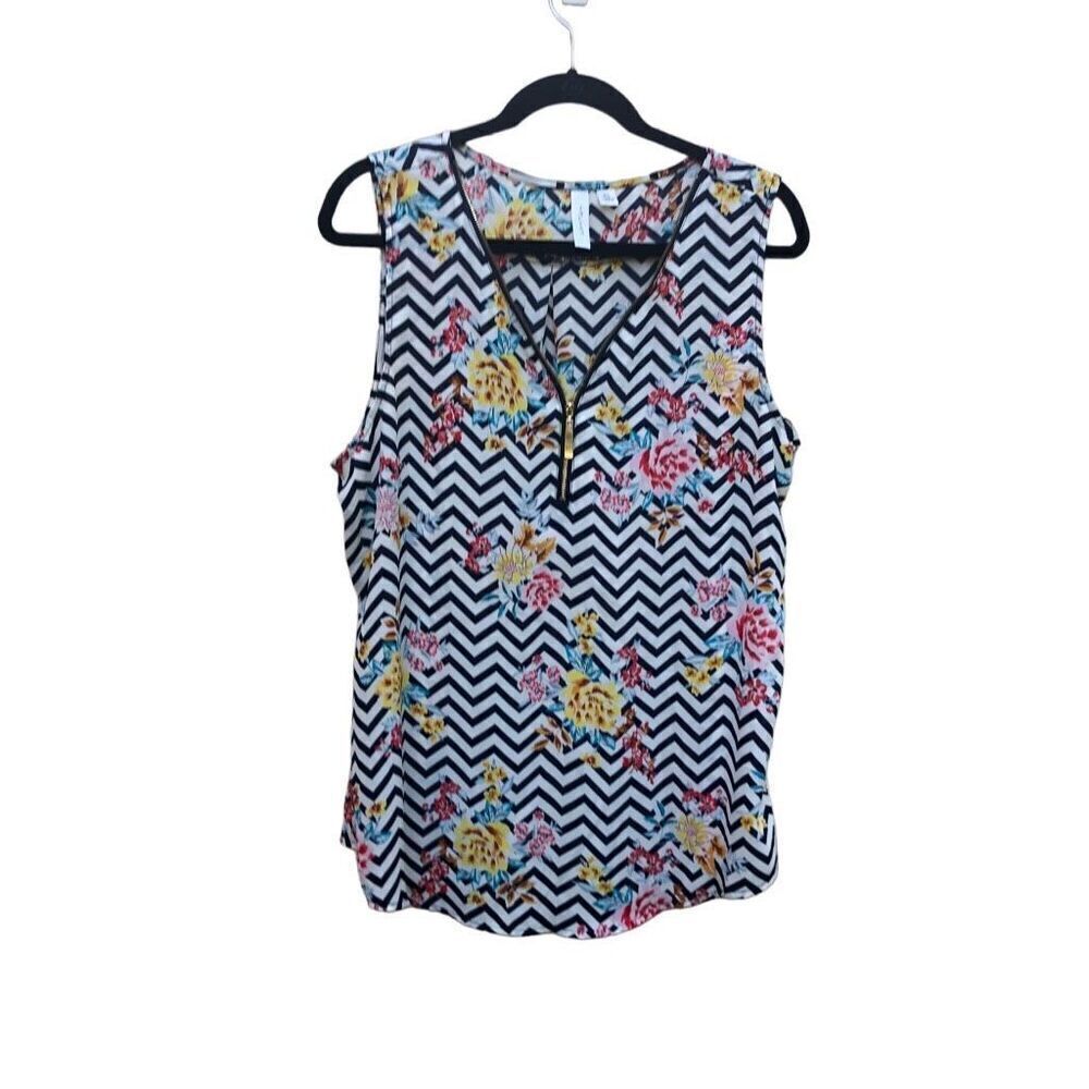 Tacera Size Extra Large (XL) Zip Front Tank Floral